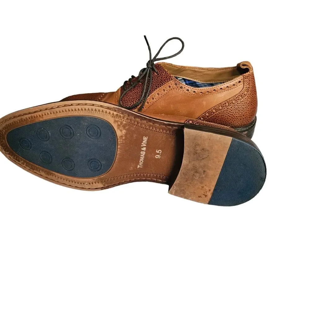 Thomas & Vine Lincoln Wingtip Oxford‎ Cognac Leather 9.5